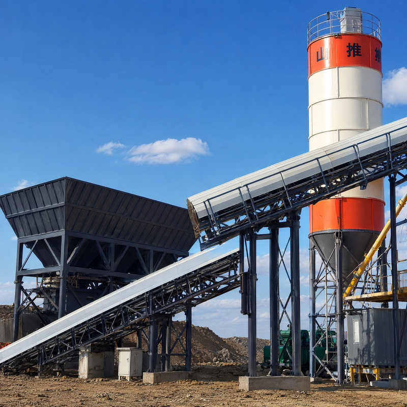 HZS060-5L 60t/h Stationary Concrete Batching Plant JS1000 Mixer for Road Construction