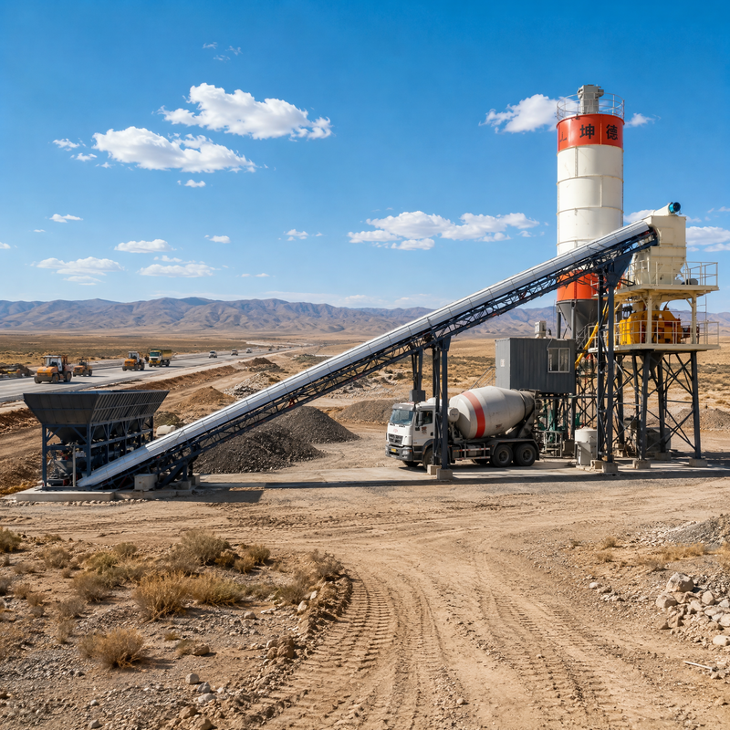 HZS060-5L 60t/h Stationary Concrete Batching Plant JS1000 Mixer for Road Construction