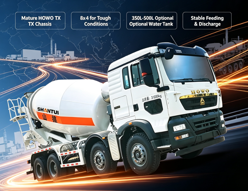 Heavy Duty 8cbm 10cbm 12cbm Concrete Mixer Truck with MAN T5G Cab Weichai Engine FEA High Strength Frame for Construction