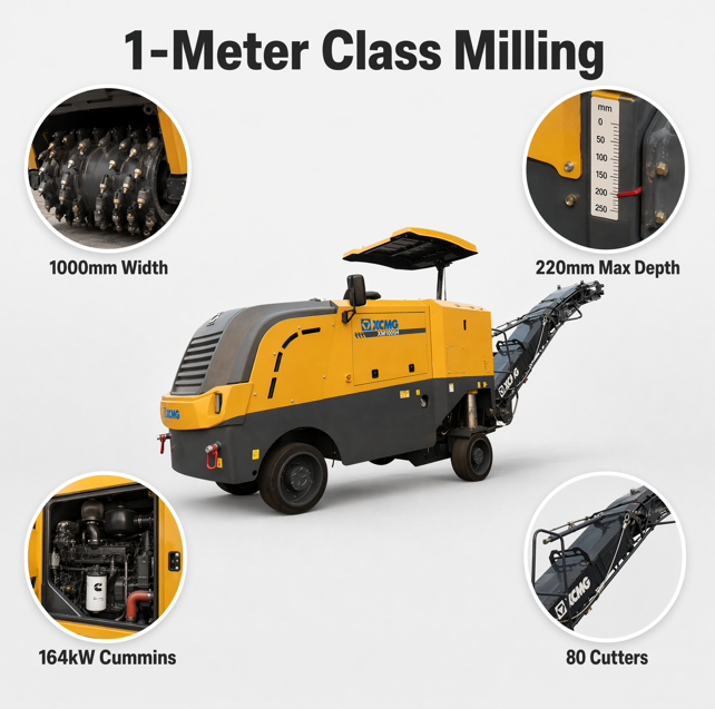 XM1005H Cold Milling Machine 1m Width Asphalt Road Milling Equipment for Highway Maintenance