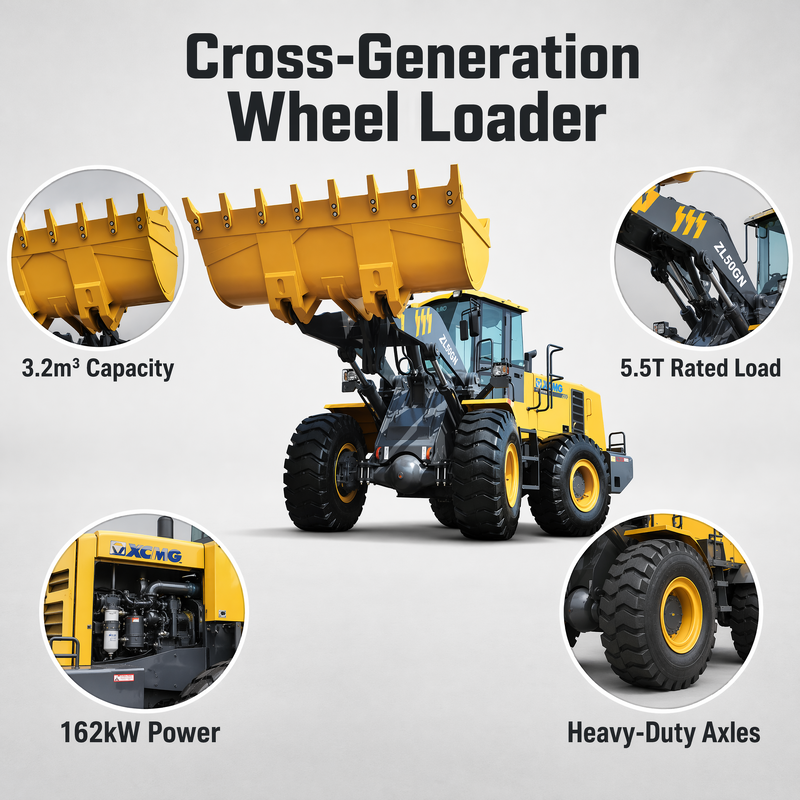XCMG ZL50GN 5 Ton Front End Wheel Loader 3.2m³ Bucket Construction Heavy Duty Loader