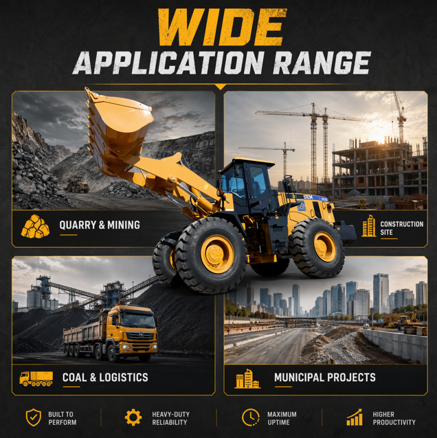 Heavy Duty Construction Wheel Loader, Safe Design, Easy Maintenance Front End Loader for Building Mining Works