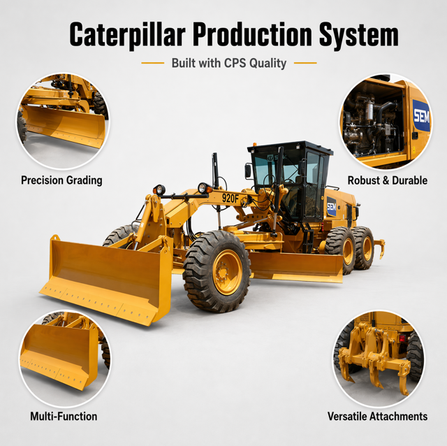 SEM920F F‑Series Tier 2 Motor Grader, SDEC Engine PPPC Load‑sensing Hydraulic Road Grader