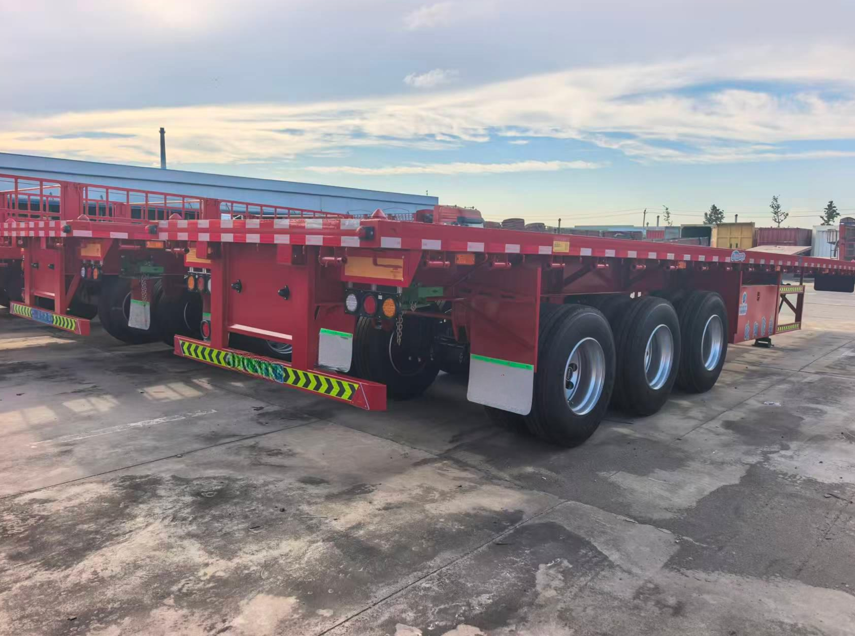 Factory Custom 12.5-Meter 3-Axle Straight Beam Flatbed Semi-Trailer Heavy-Duty Container Cargo Transport Trailer for Sale