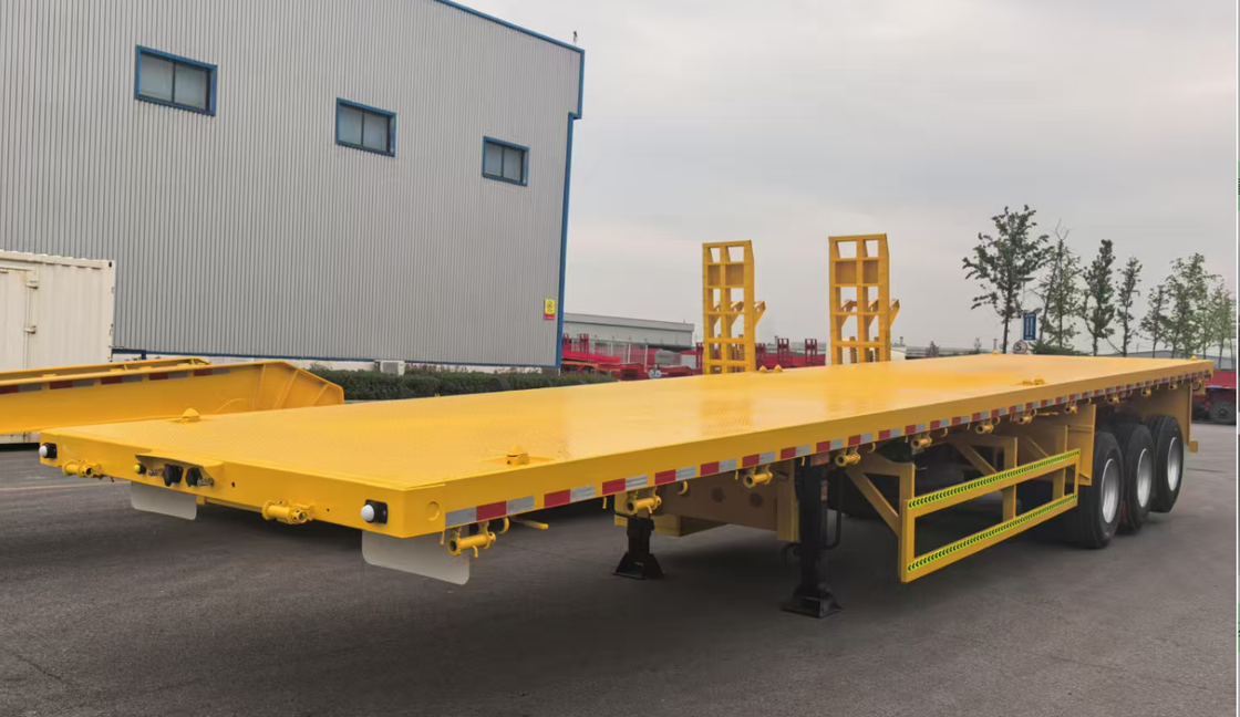 Factory Custom 12.5-Meter 3-Axle Straight Beam Flatbed Semi-Trailer Heavy-Duty Container Cargo Transport Trailer for Sale